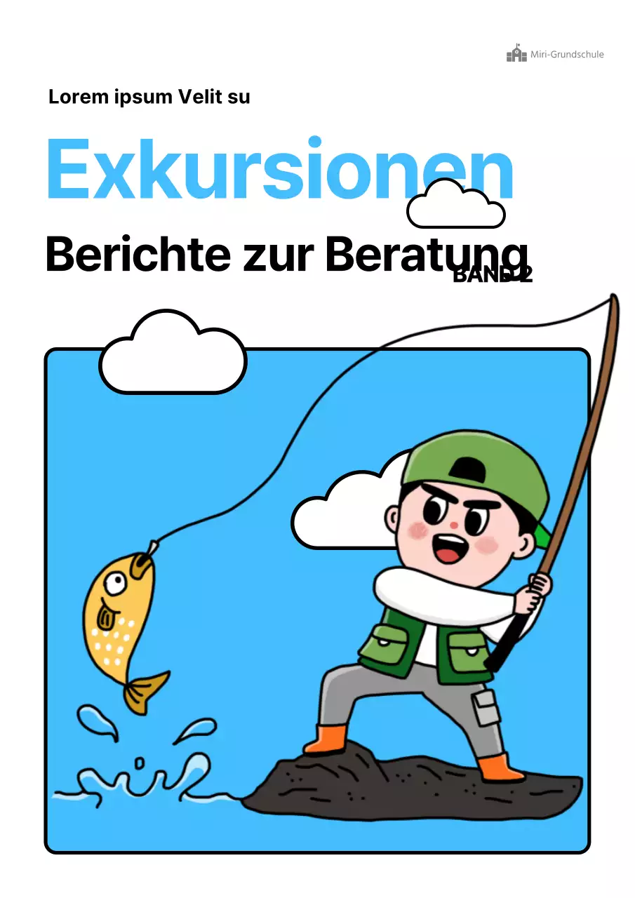 Niedlich illustrierter Bericht in Schwarz und Blau