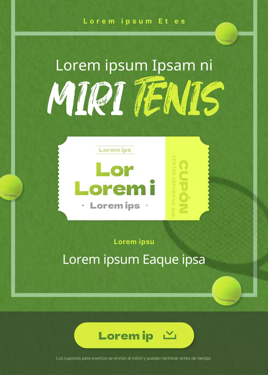 Pista de tenis verde Concepto de tenis Lecciones cortas en grupo Por orden de llegada Evento con cupón