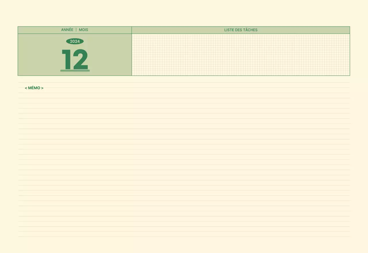 Calendrier mural SAT D-day notepad concept en vert et jaune clair