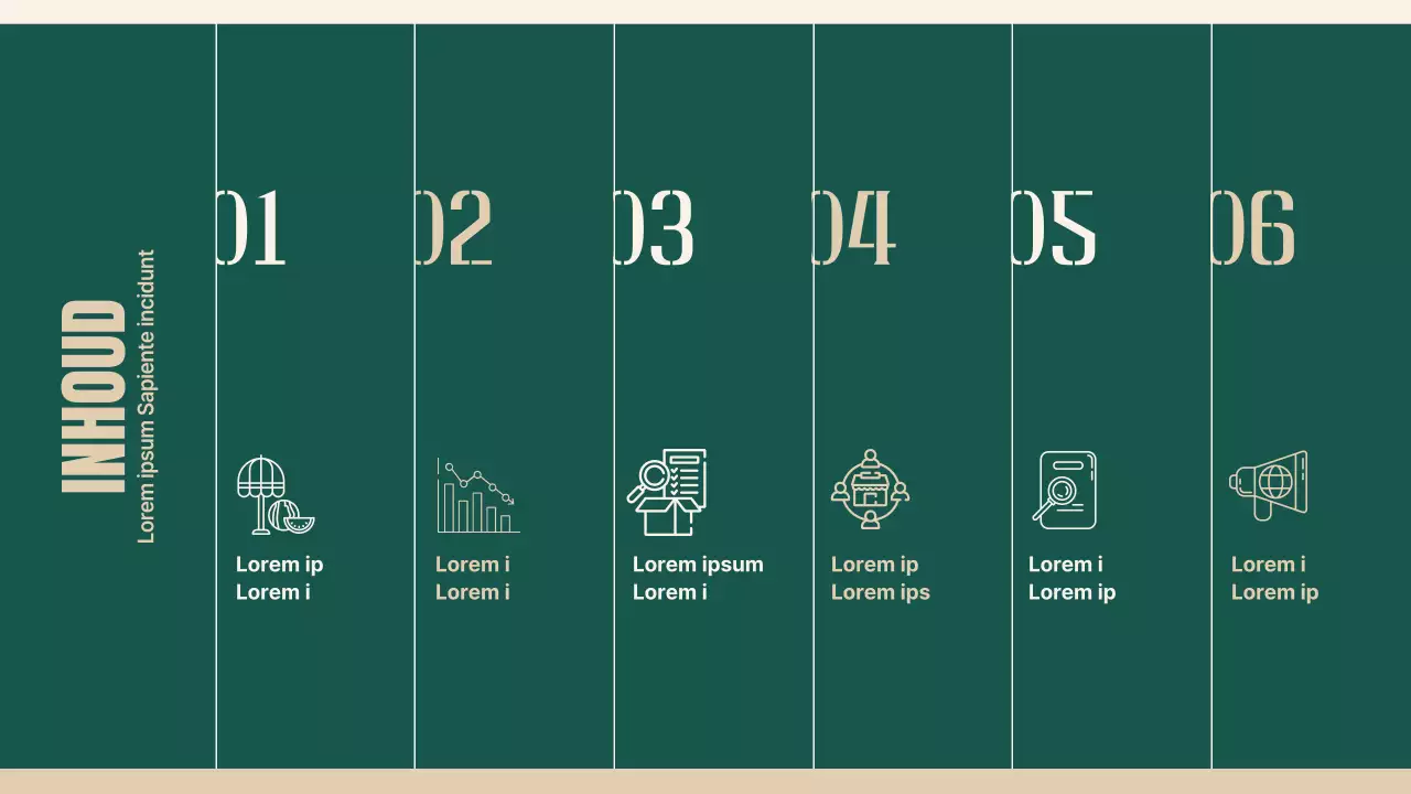 Plan om traditionele markten nieuw leven in te blazen met groene en beige objecten en typografie