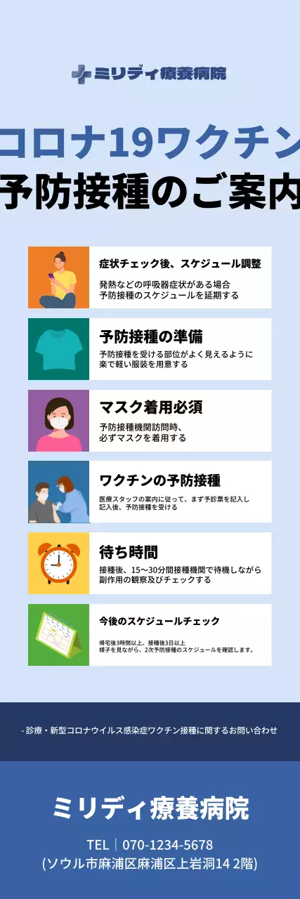 カラフルな表とイラストが描かれたコロナワクチン予防接種Xバナー