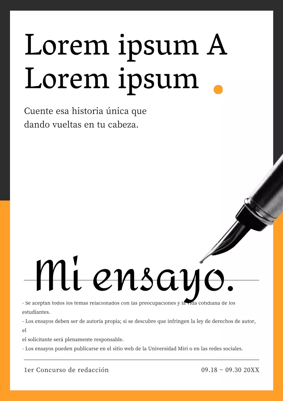 Una sencilla guía en negro y amarillo para los concursos de redacción universitaria