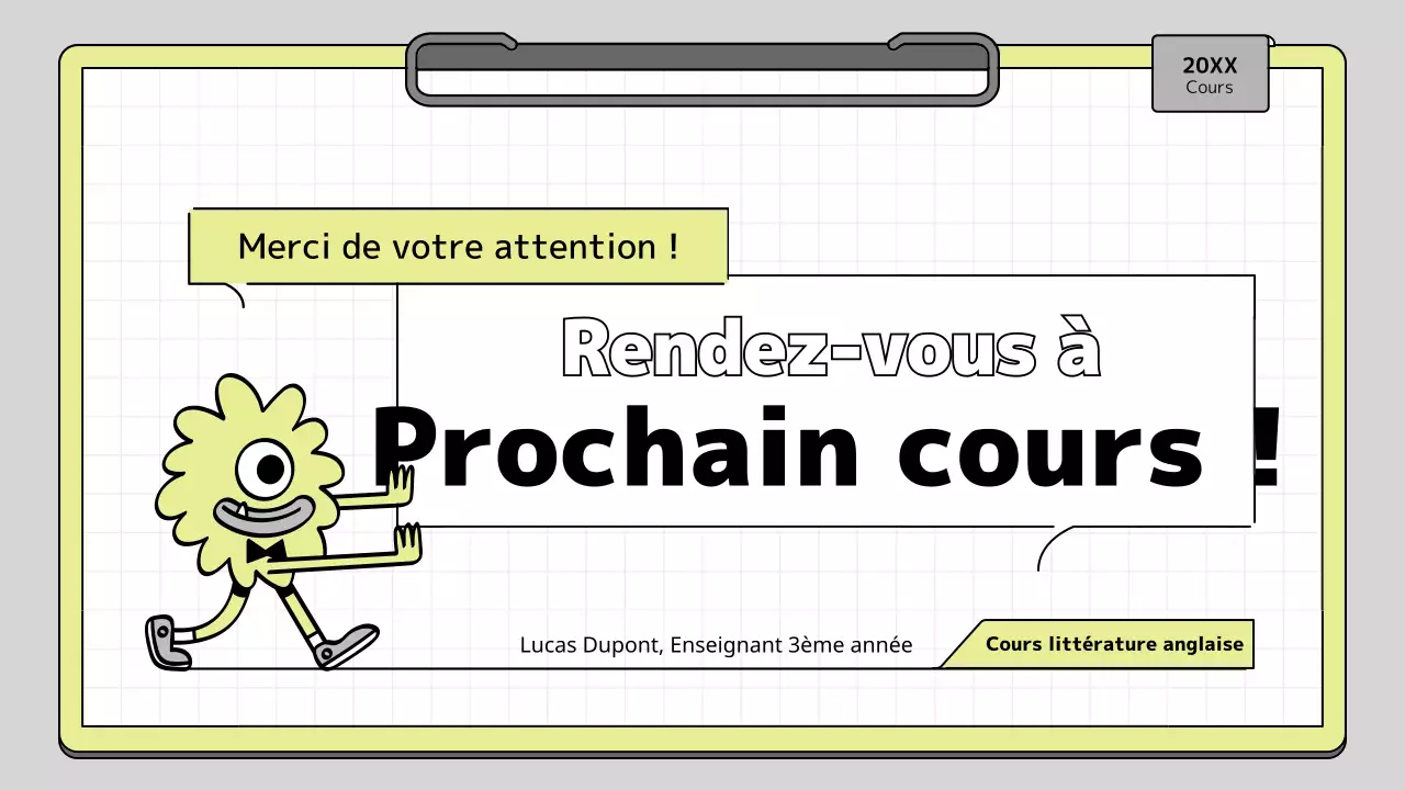 Clipboard concept educational presentation kit in lime and white