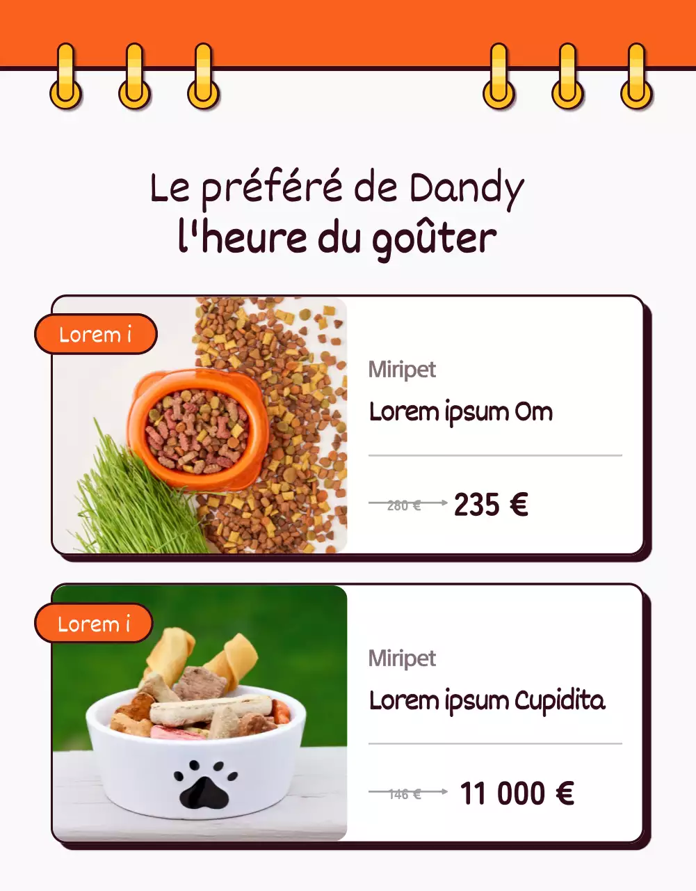 Illustration de style pop art d'un concept mignon en orange et jaune Animalerie avec vente d'animaux de compagnie