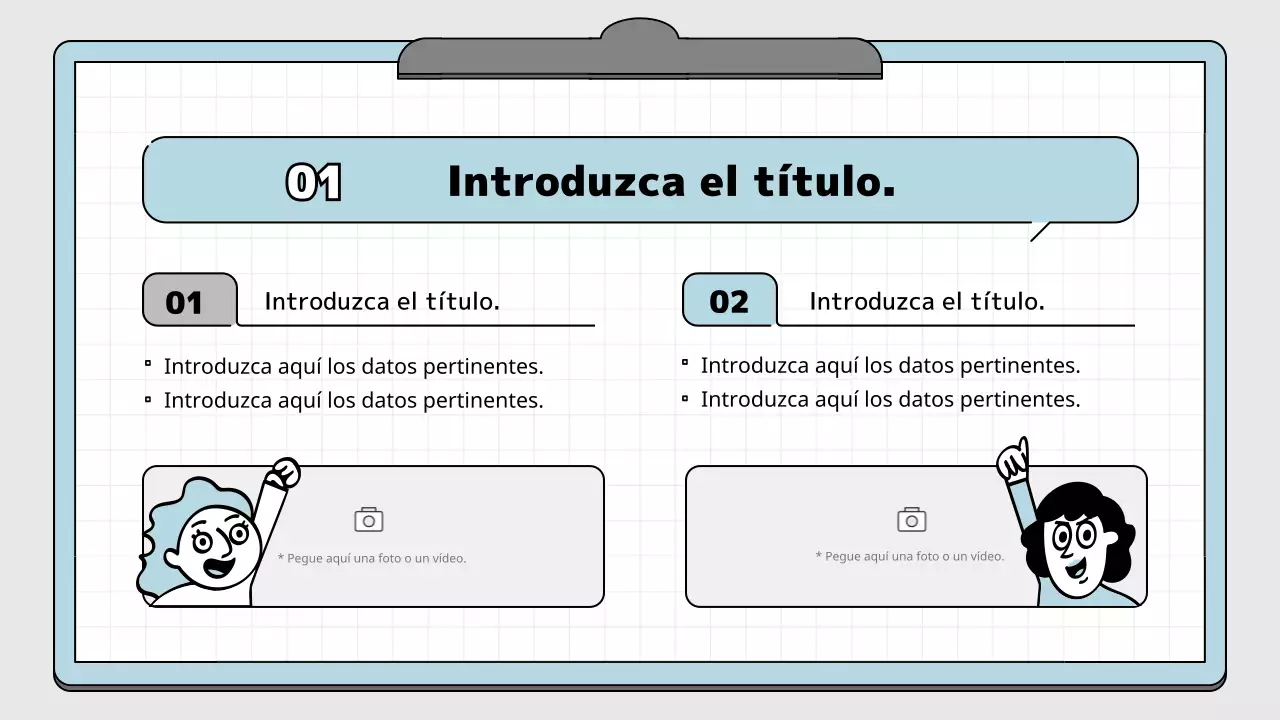 Kit de presentación educativa con concepto de bloc de notas azul claro y blanco