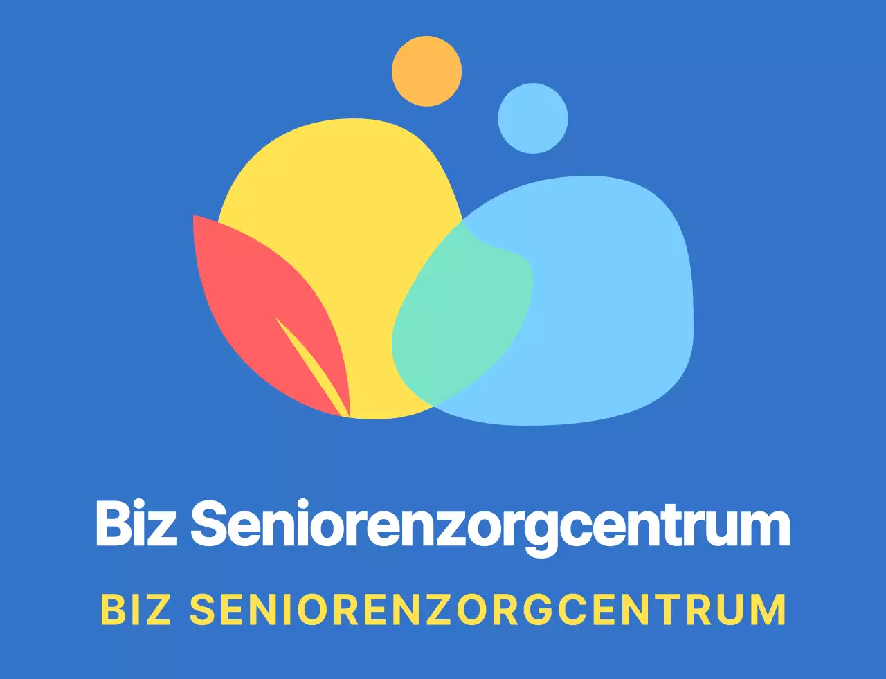 Rond en eenvoudig menselijk symbool in logostijl met blauwe en kleurrijke kleurencombinaties voor personeel in zorgcentra