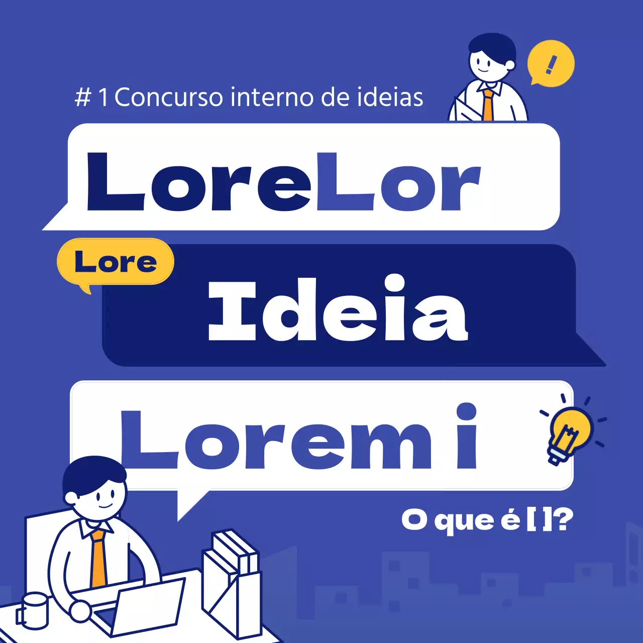 Concurso interno de ideias com um conceito de balão de diálogo azul