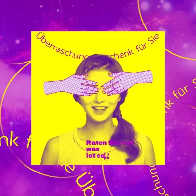 Kitschige lila-gelbe Werbegeschenk-Post