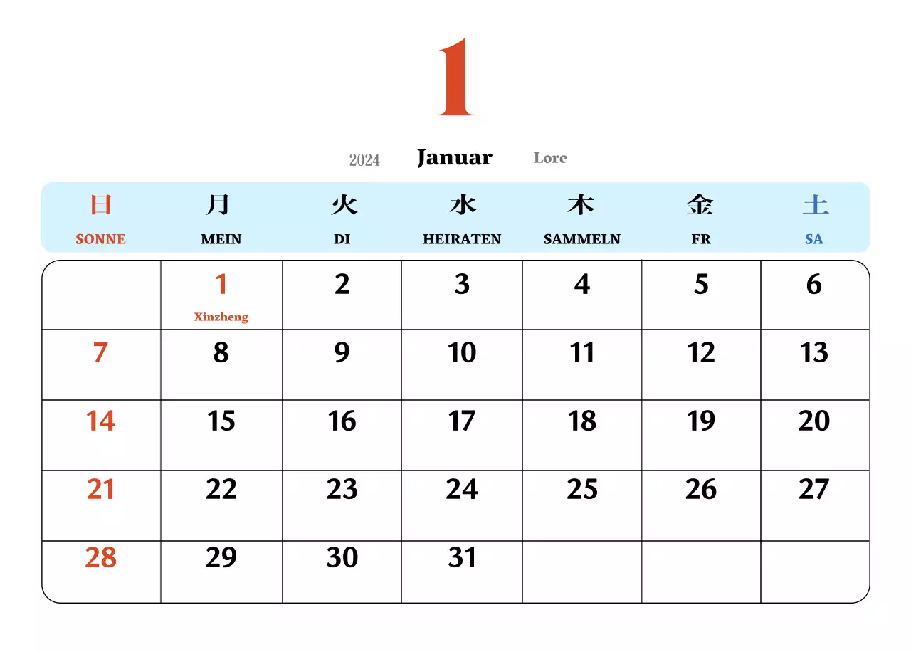 Retro-Konzept Nostalgie-Kalender in rot und blau