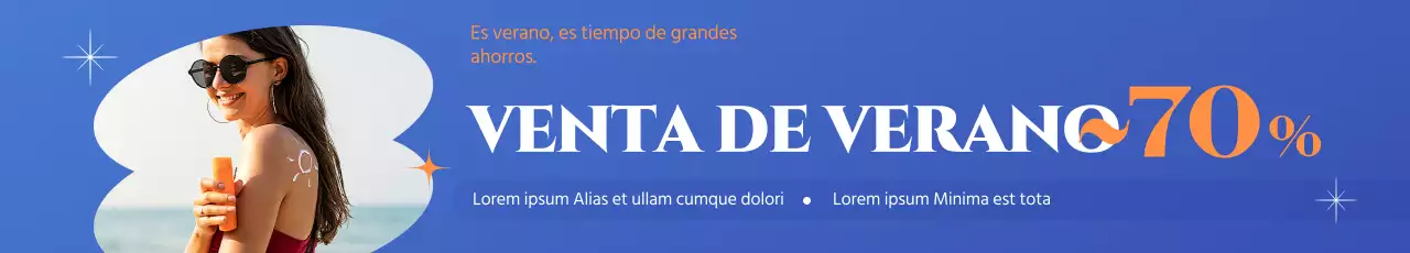 Una venta de ropa informal con un retrato sobre fondo azul