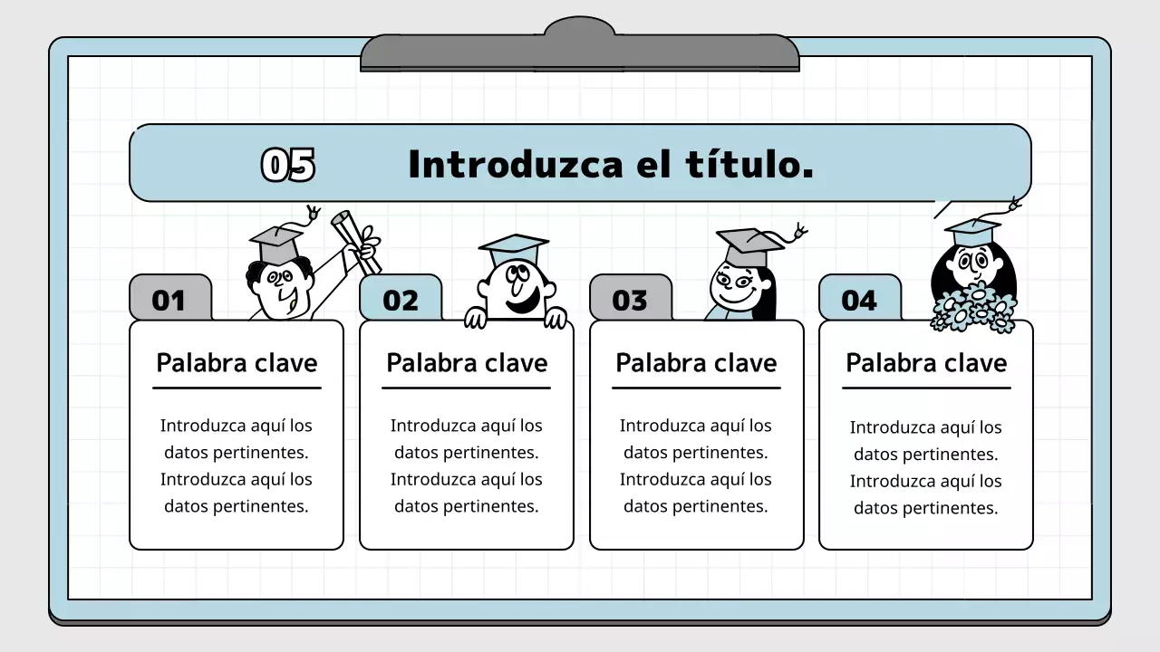 Kit de presentación educativa con concepto de bloc de notas azul claro y blanco