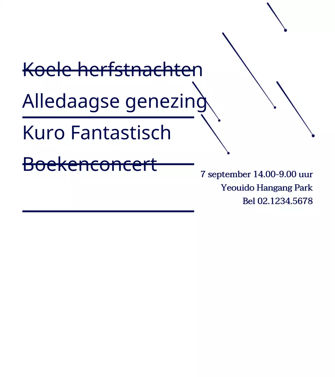 Marineblauwe eenvoudige ster illustratie stijl boek Concert informatie aankondiging