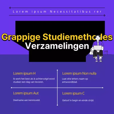 Een verzameling grappige studietips van paarse en gele studenten