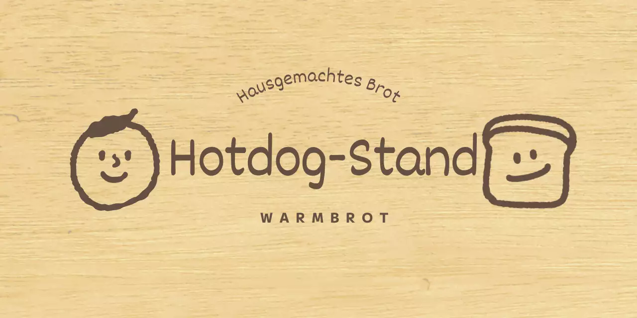 Bäckerei-Stil mit braunen, gezeichneten Menschen und Brot-Illustrationen