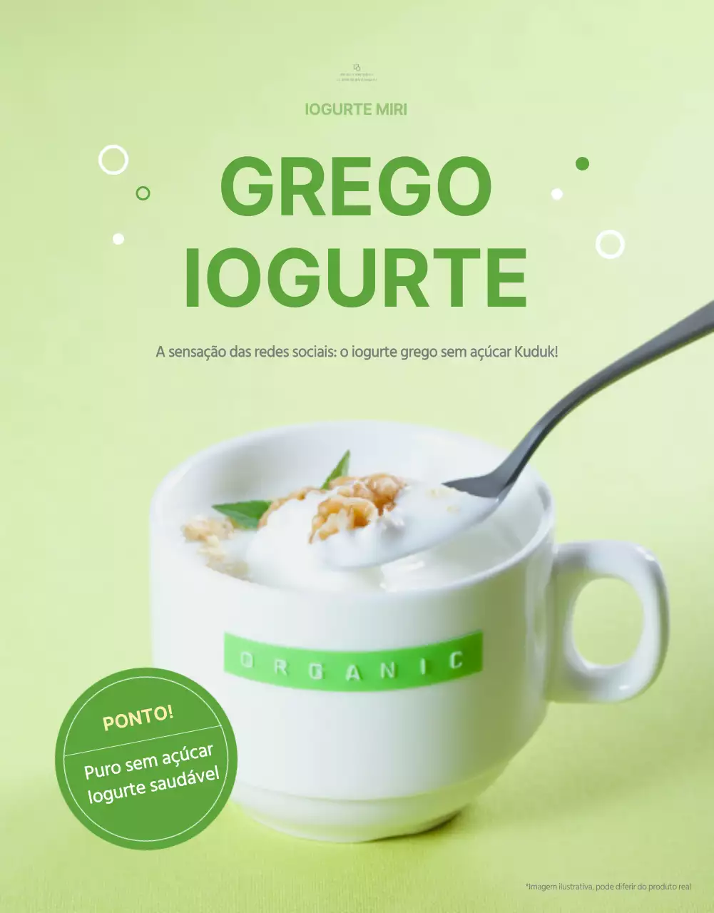 Iogurte grego simples e verde claro Página de pormenor