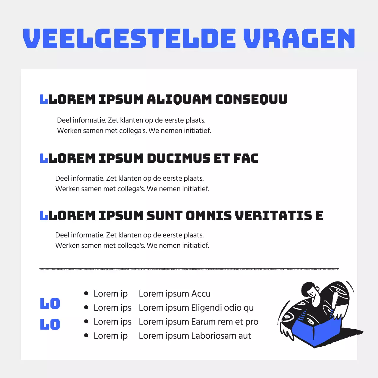 Dynamische, jeugdige zakelijke aankondiging met blauwe accenten