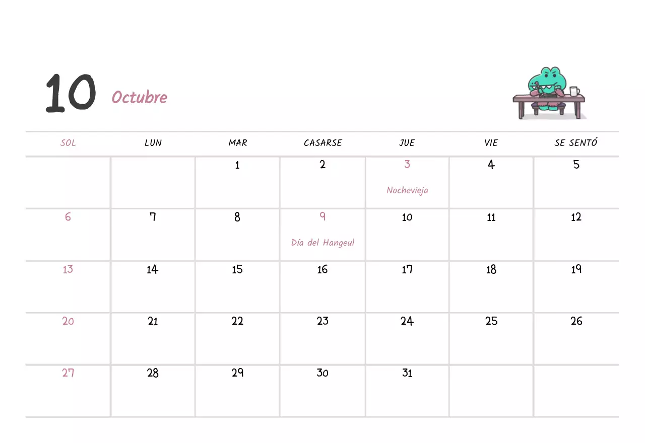 Un calendario con un bonito concepto de ilustración de Argo