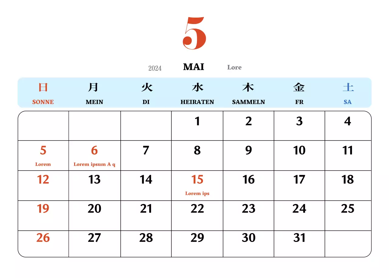 Retro-Konzept Nostalgie-Kalender in rot und blau