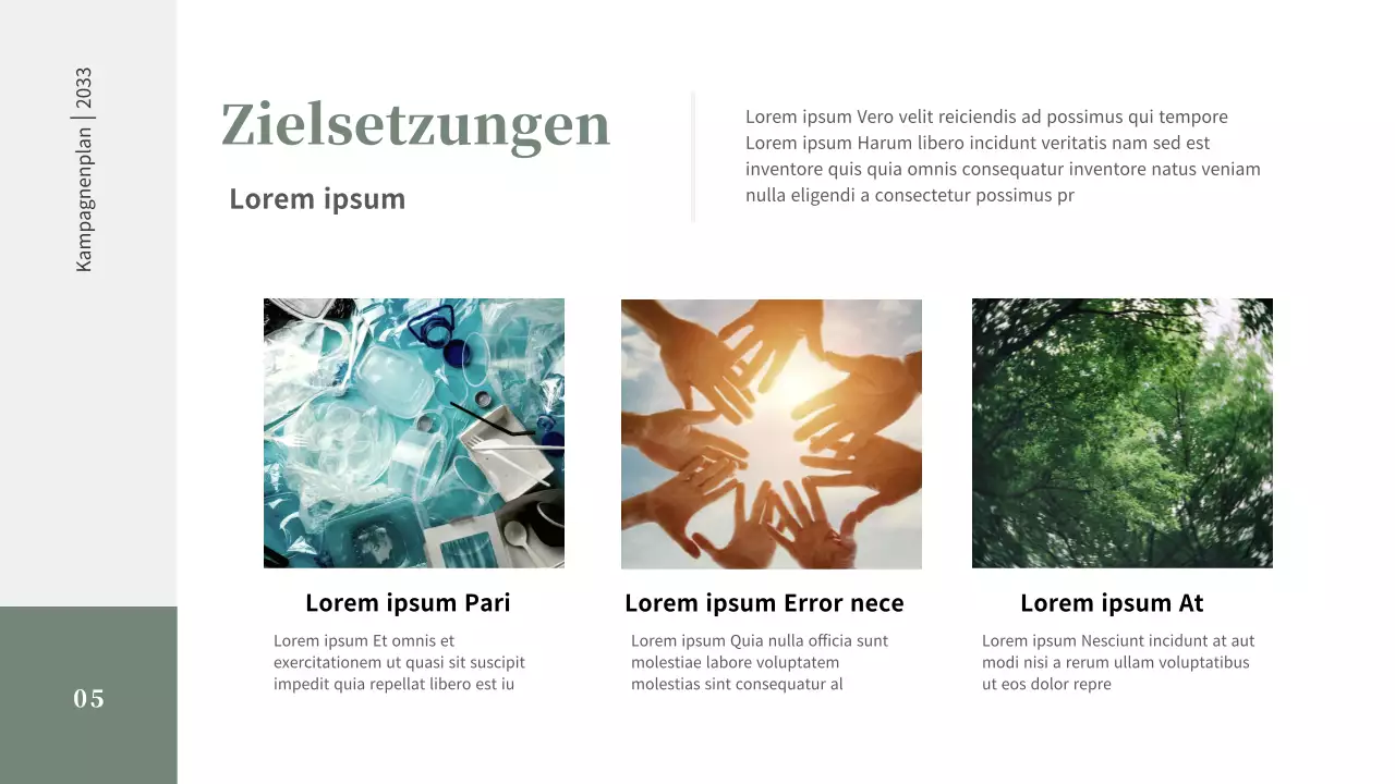 Ein einfaches Briefing zur Zero-Waste-Kampagne in gedeckten Grüntönen