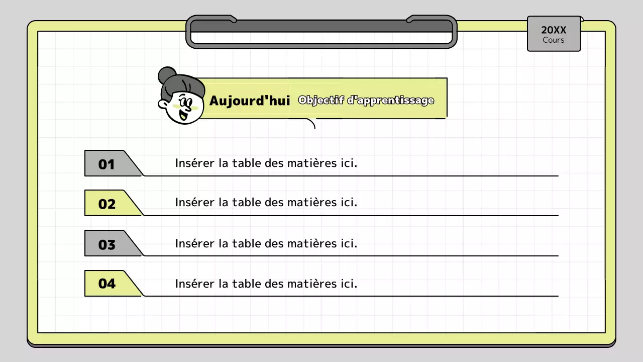Clipboard concept educational presentation kit in lime and white