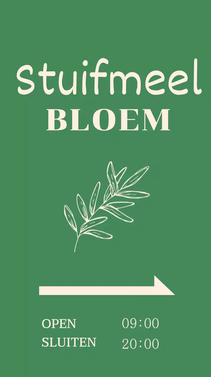 Teken van bloemenwinkel met botanische illustraties op groene achtergrond