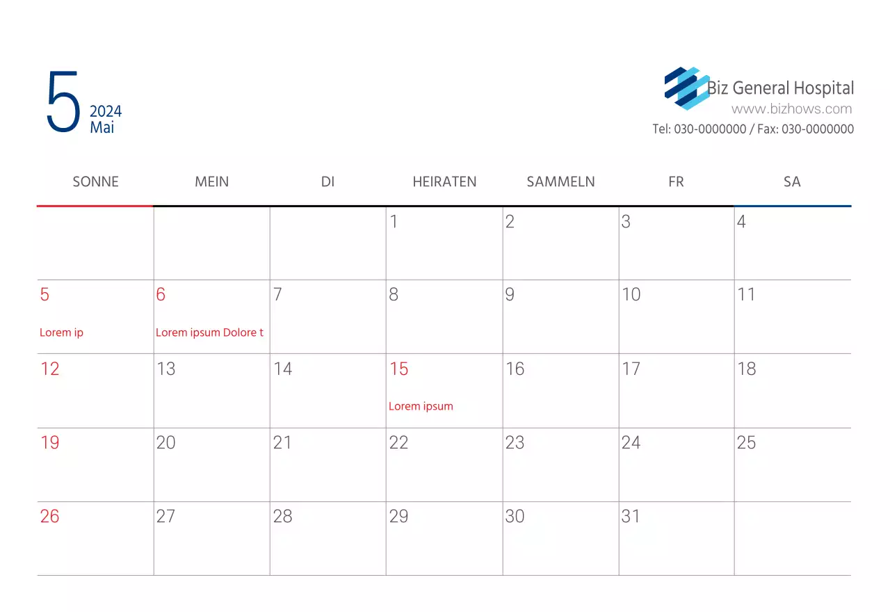 Navy Weiß Einfaches Krankenhaus