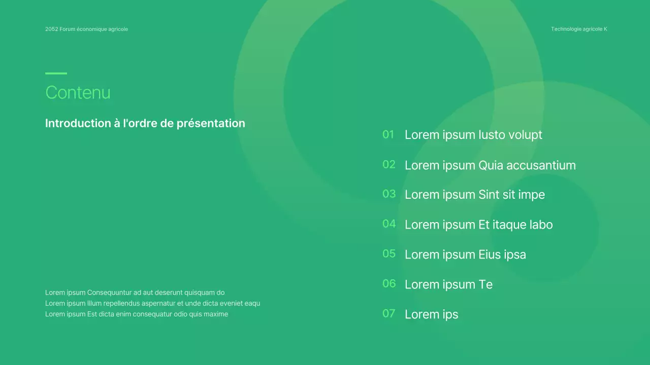 Vert et simple : l'agriculture et l'entreprise Présentations du séminaire du forum économique