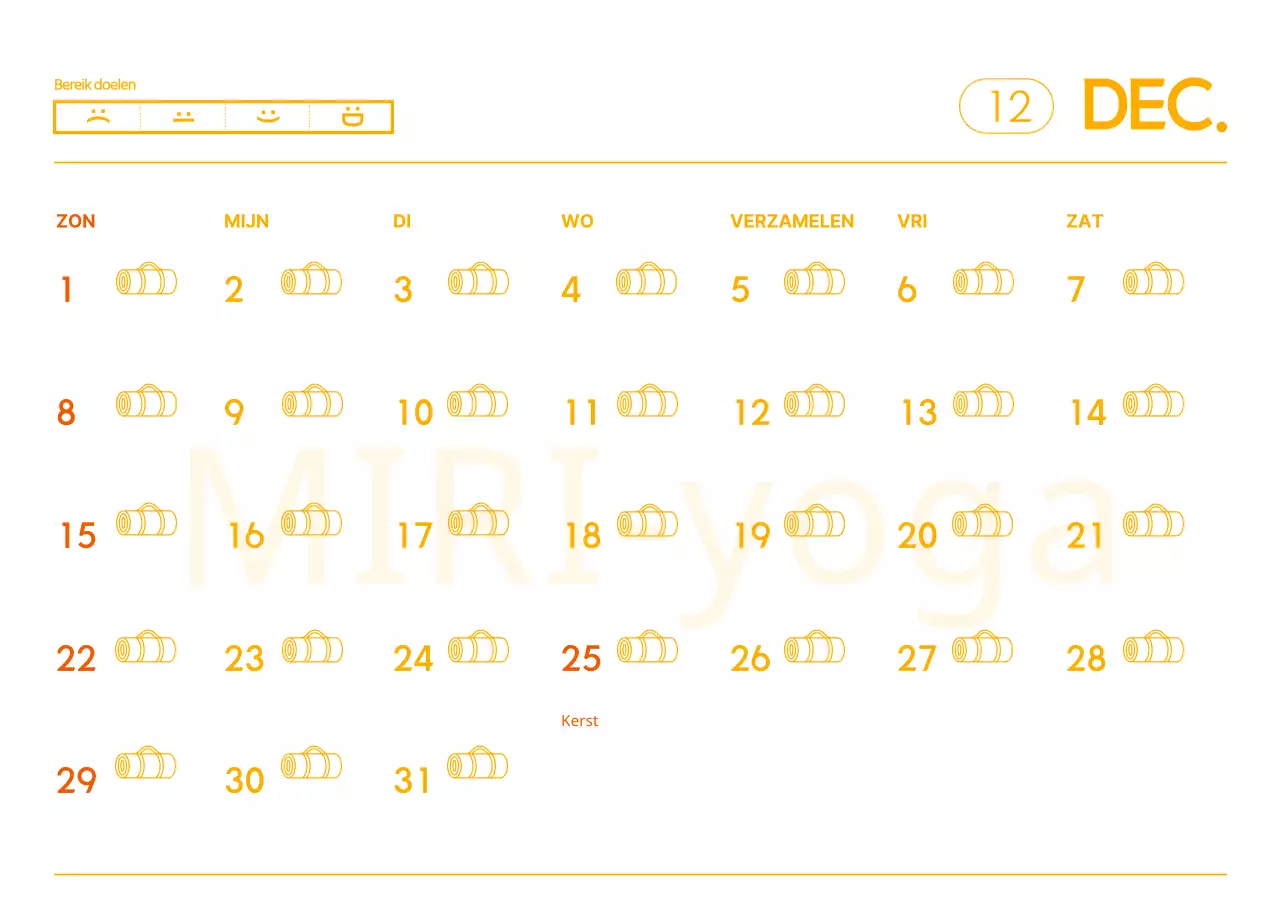 Oranje kalenders om weg te geven als je je yogastudio promoot