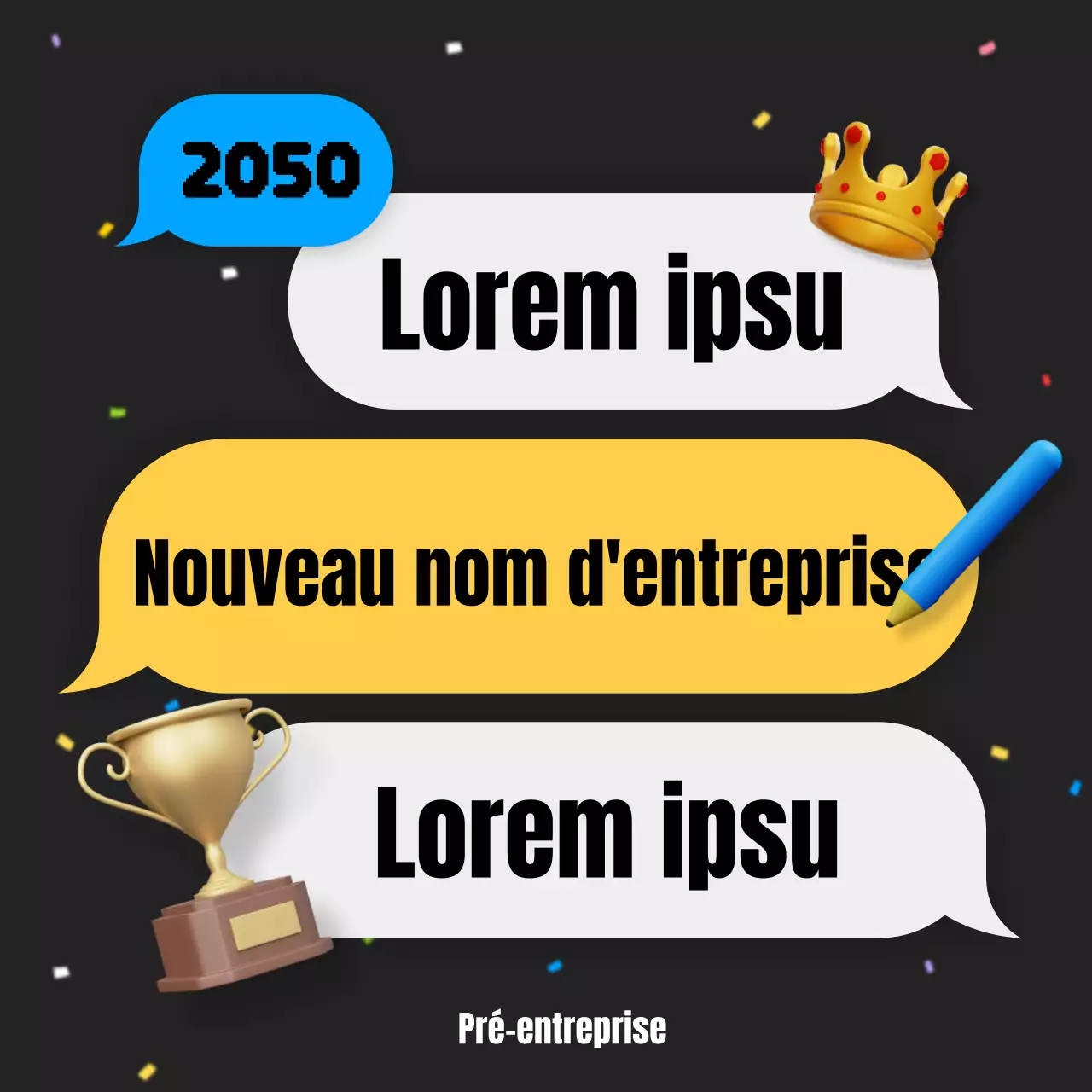 Annonce des résultats d'un concours interne pour un joli concept bleu et jaune