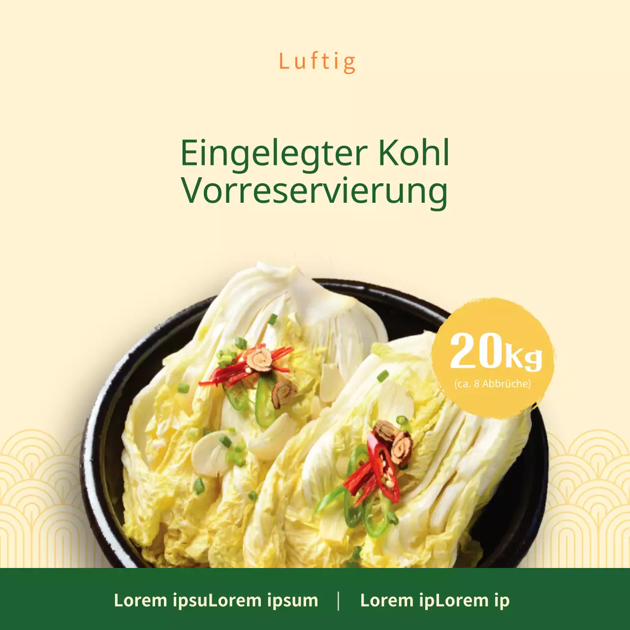 Gelber und grüner einfach eingelegter Kohl Vorbestellung