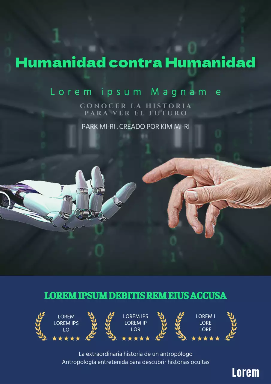 Diseño histórico con texto en verde neón