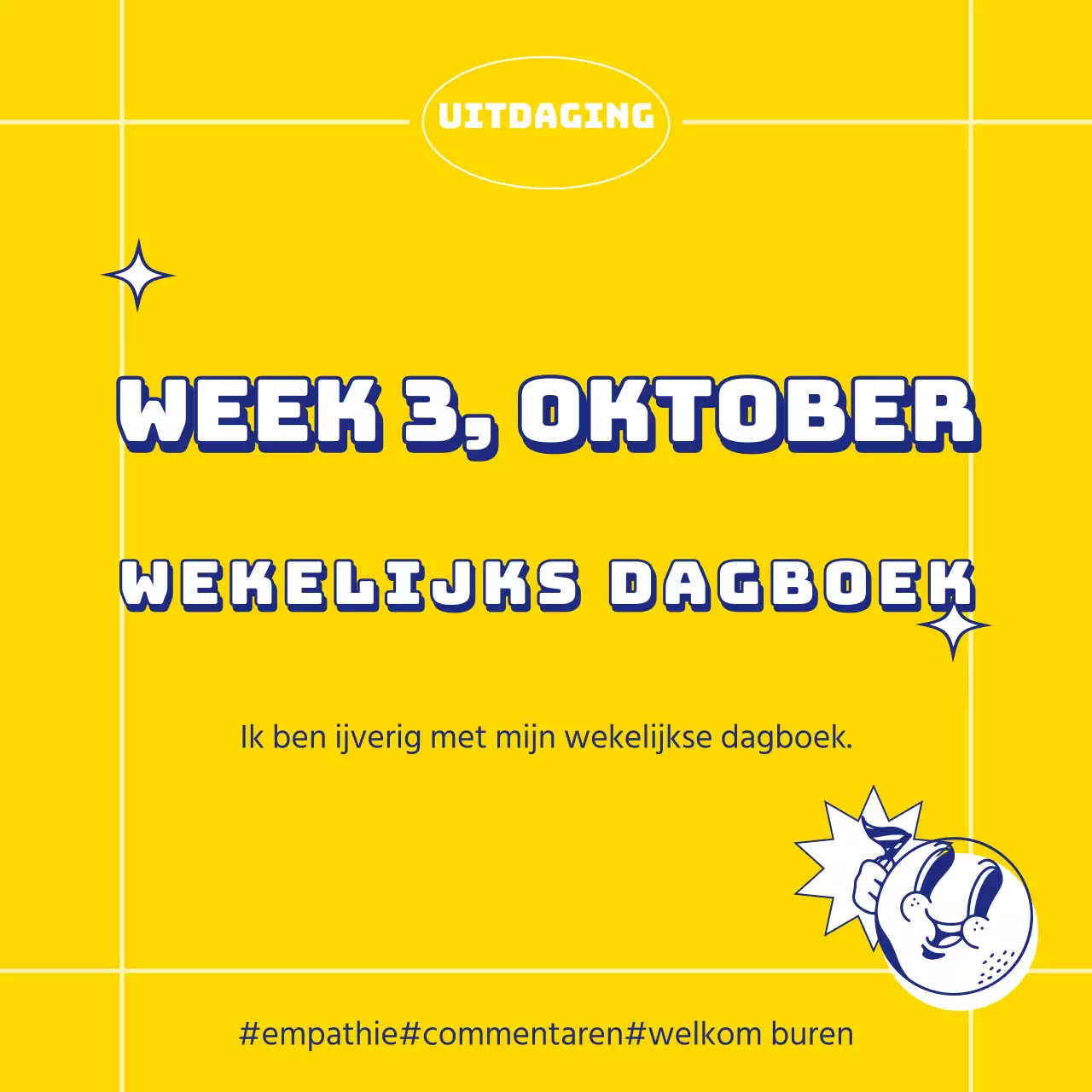 Kitscherige geel met blauwe wekelijkse agenda omslag