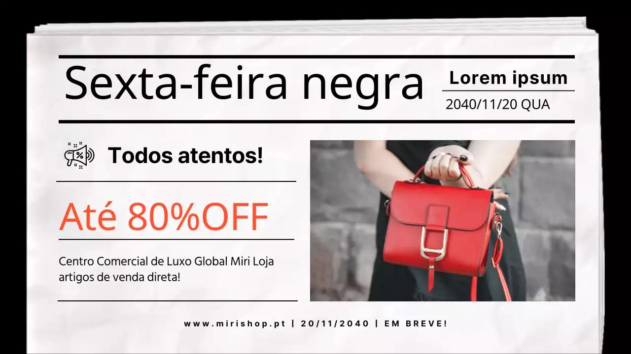 Conceito de jornal a preto e branco Promoção Black Friday