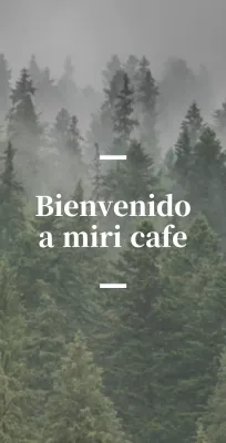 Café balsa en inglés con letreros sentimentales con fotos de bosques