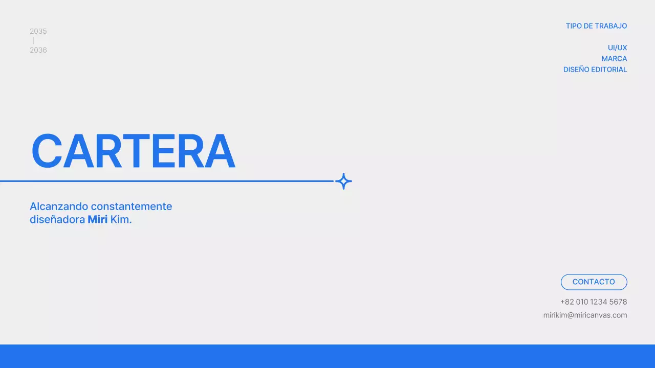 Cartera de diseño con un concepto sencillo en azul y blanco