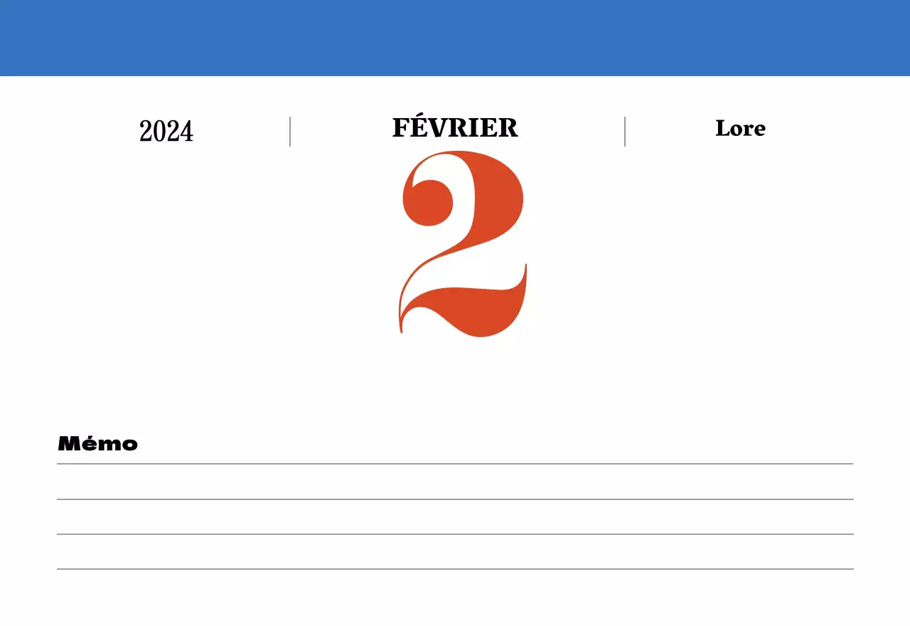Calendrier rétro conceptuel de la nostalgie en rouge et bleu