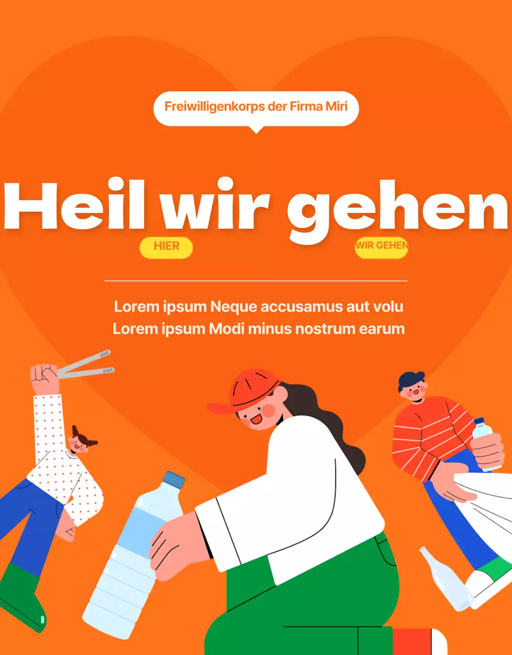 Lernen Sie unsere jungen, energiegeladenen, orangefarbenen internen Freiwilligen kennen (Detailseite)