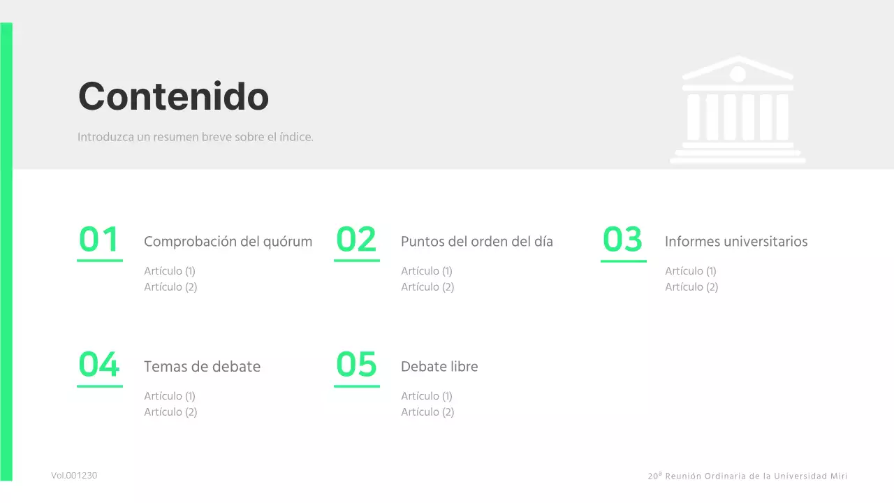 Una sencilla reunión del consejo de estudiantes en verde lima