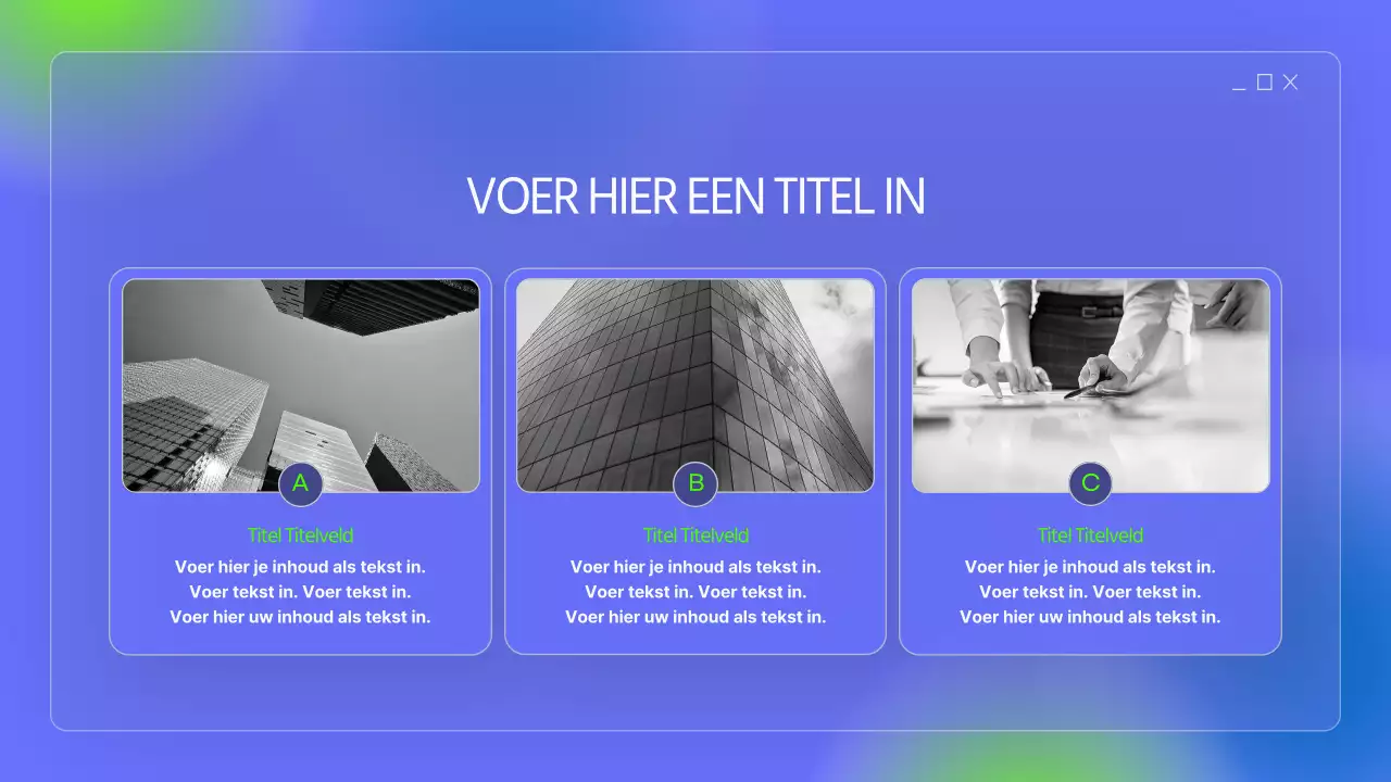 Eenvoudige mappen in blauw en fluorescerende kleuren