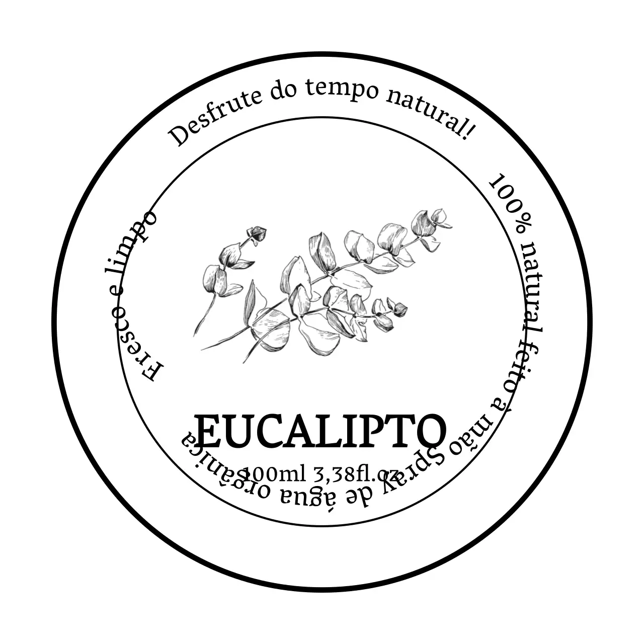 Rótulos de desinfetante para as mãos à base de eucalipto