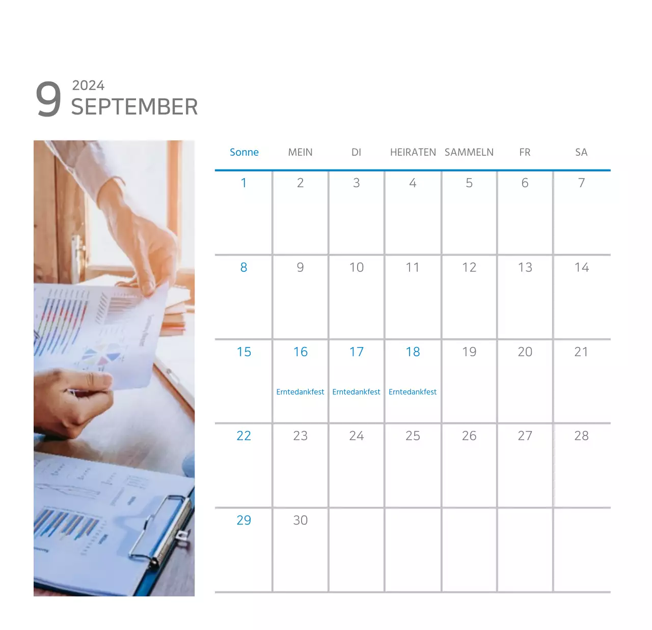 Weißer, sauberer Tischkalender für Unternehmen