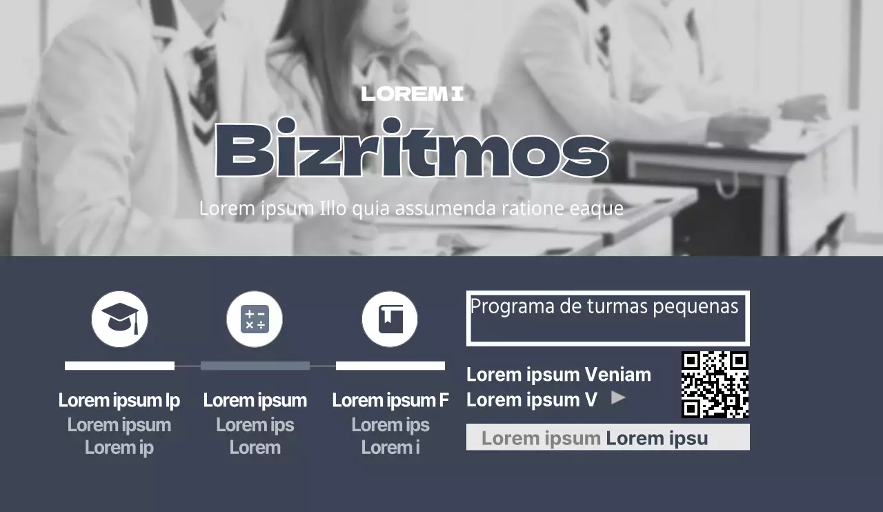 Design simples e calmo Conceção de uma brochura escolar com fotografia a preto e branco