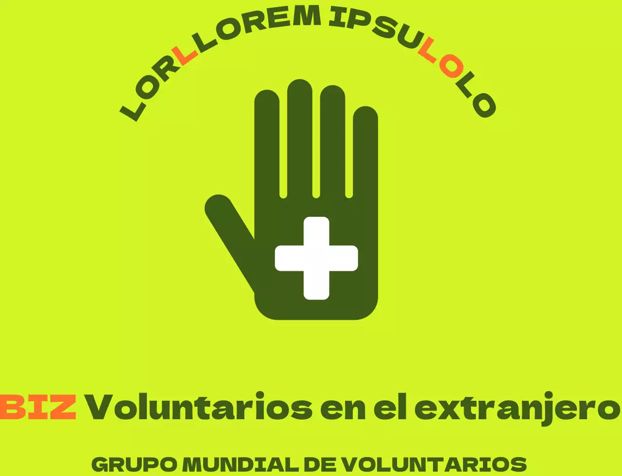 Chaleco de voluntario en el extranjero con un sencillo logotipo verde-naranja