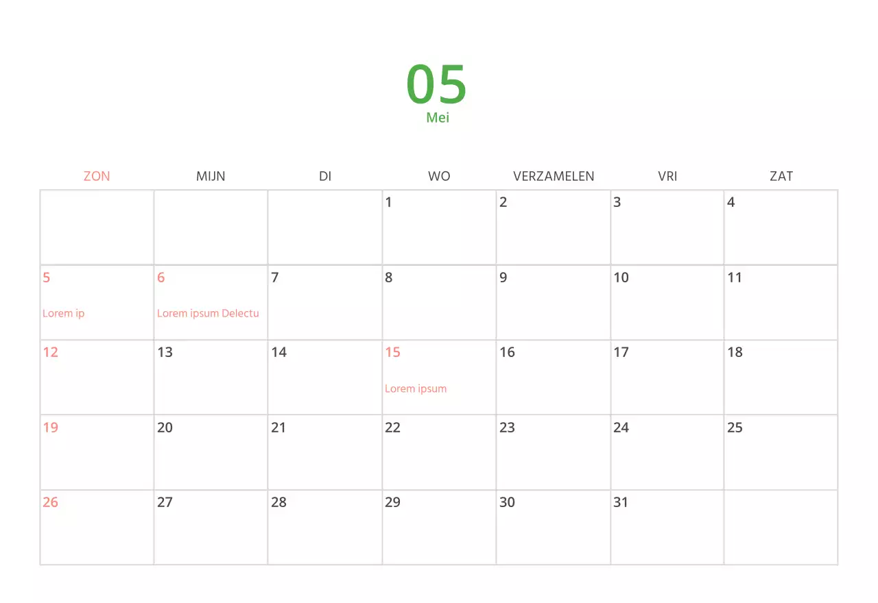 Schattige geïllustreerde groene bureaukalender met familiethema