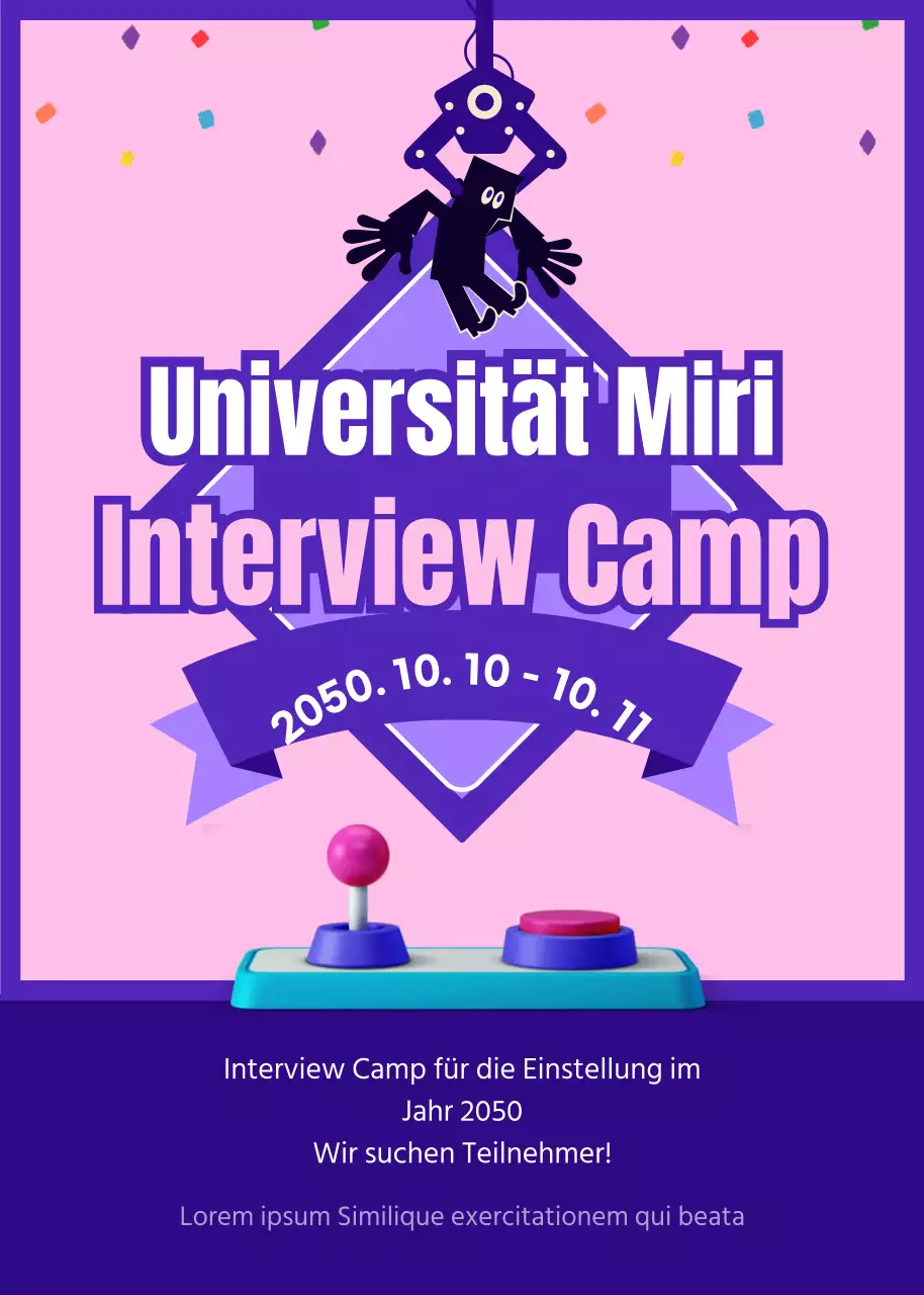 Rekrutierung für ein lila-rosa Rekrutierungscamp