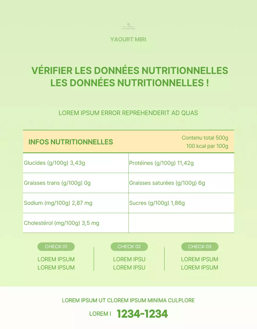 Yoghourt grec simple et vert clair page de détail