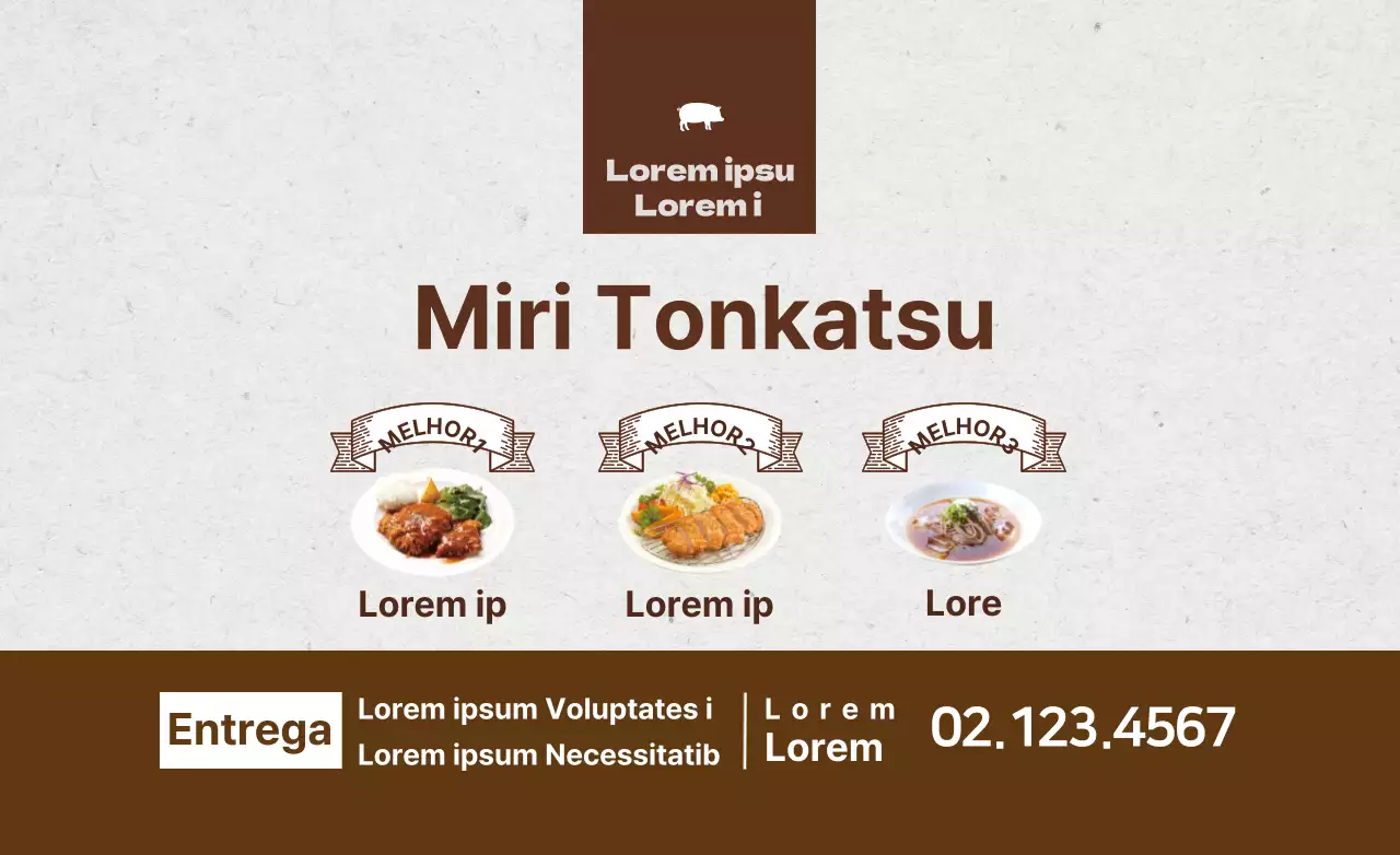 Conceção de uma peça promocional simples e organizada para um restaurante de tonkatsu