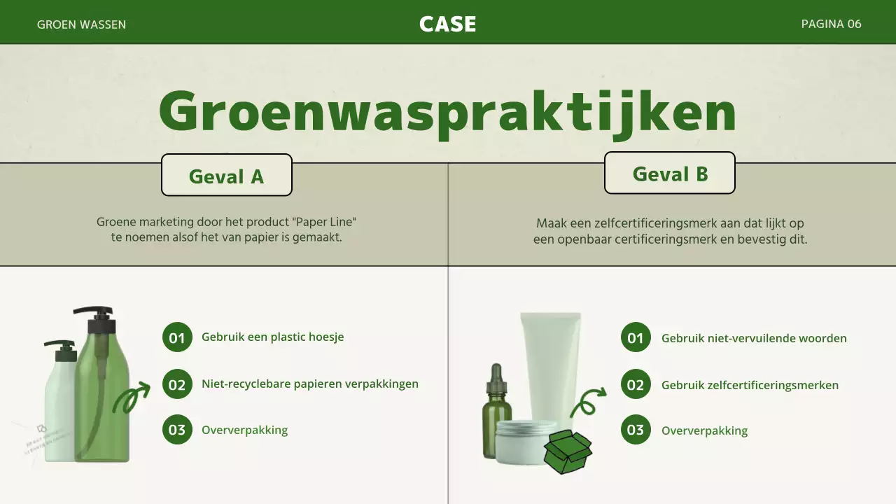 Een eenvoudige presentatie met groene kleuren