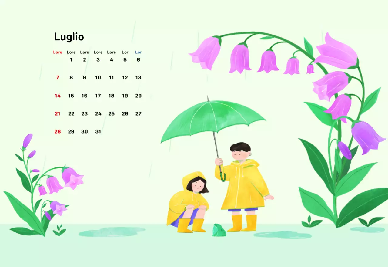 Un calendario di Capodanno caldo e illustrato