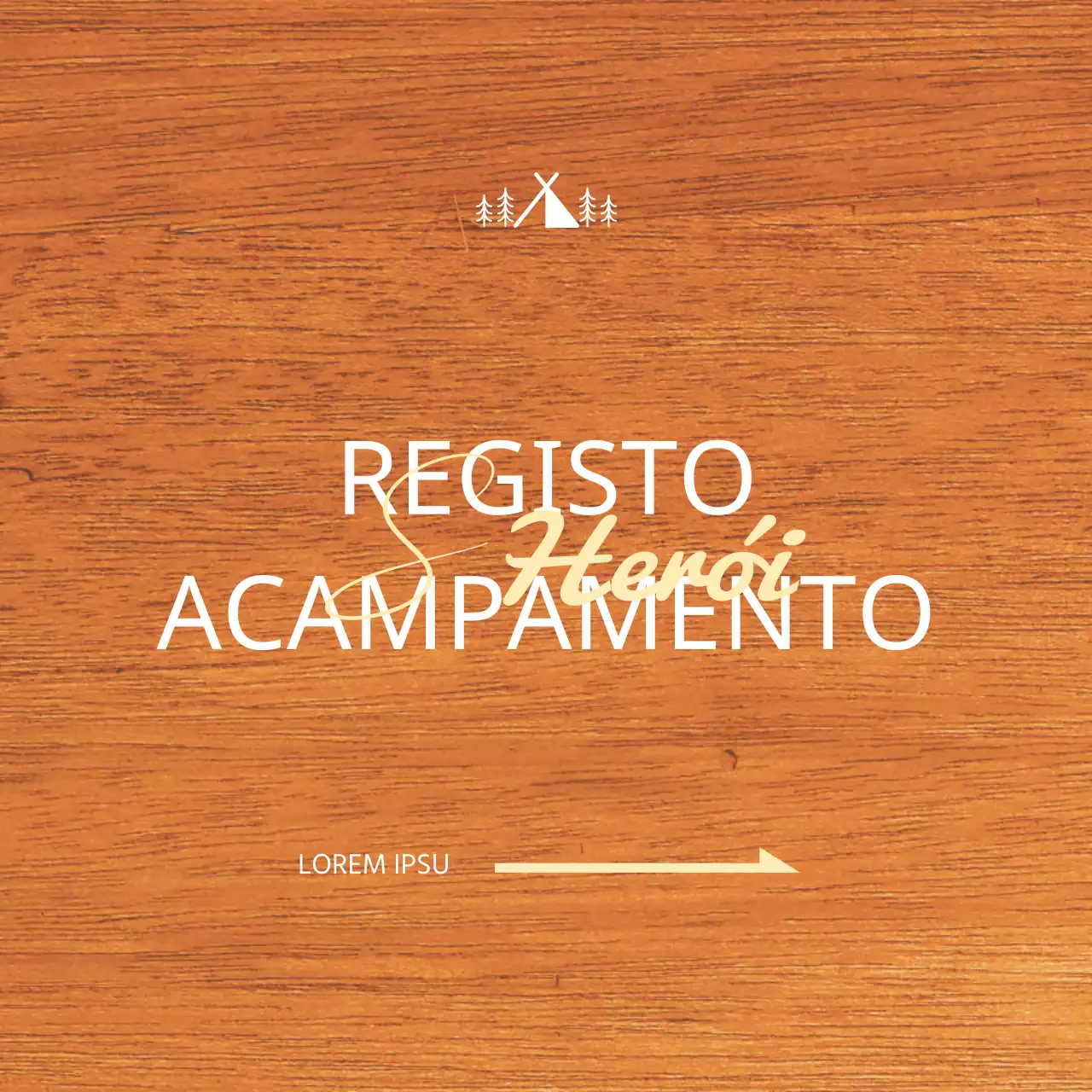 Um local de escritório num parque de campismo com um conceito emotivo que inclui ilustrações de parques de campismo em branco e amarelo